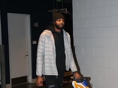 MILWAUKEE, WI - DECEMBER 2: Marques Bolden #12 of the Milwaukee Bucks arrives to the arena before the game against the Atlanta Hawks on December 2, 2023 at the Fiserv Forum Center in Milwaukee, Wisconsin. NOTE TO USER: User expressly acknowledges and agrees that, by downloading and or using this Photograph, user is consenting to the terms and conditions of the Getty Images License Agreement. Mandatory Copyright Notice: Copyright 2023 NBAE (Photo by Gary Dineen/NBAE via Getty Images).