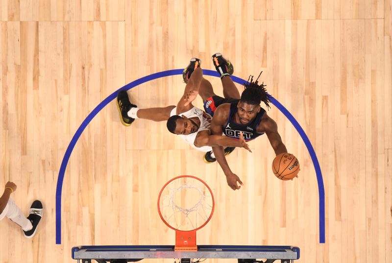 DETROIT, MI - MARCH 1: Isaiah Stewart #28 of the Detroit Pistons shoots the ball during the game against the Cleveland Cavaliers on March 1, 2024 at Little Caesars Arena in Detroit, Michigan. NOTE TO USER: User expressly acknowledges and agrees that, by downloading and/or using this photograph, User is consenting to the terms and conditions of the Getty Images License Agreement. Mandatory Copyright Notice: Copyright 2024 NBAE (Photo by Chris Schwegler/NBAE via Getty Images)