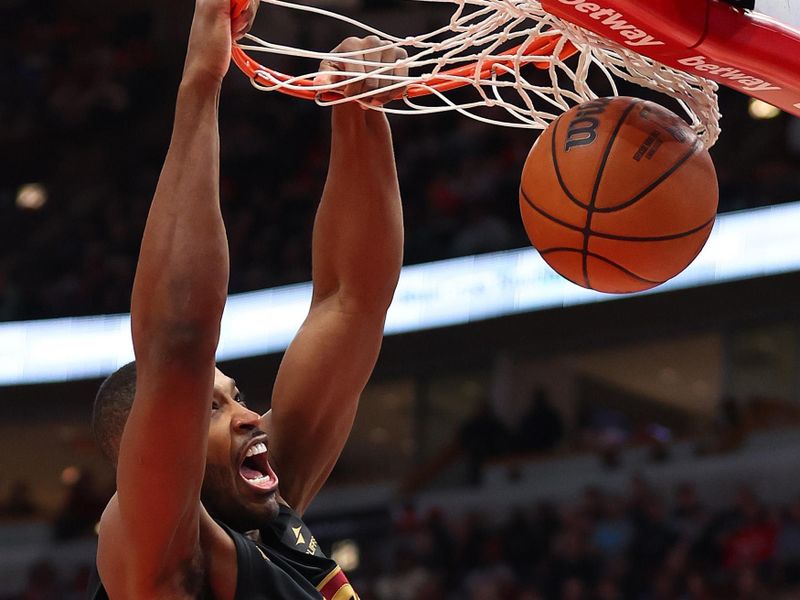 CHICAGO, ILLINOIS - DECEMBER 23: Tristan Thompson #12 of the Cleveland Cavaliers dunks against the Chicago Bulls during the first half at the United Center on December 23, 2023 in Chicago, Illinois. NOTE TO USER: User expressly acknowledges and agrees that, by downloading and or using this photograph, User is consenting to the terms and conditions of the Getty Images License Agreement.  (Photo by Michael Reaves/Getty Images)