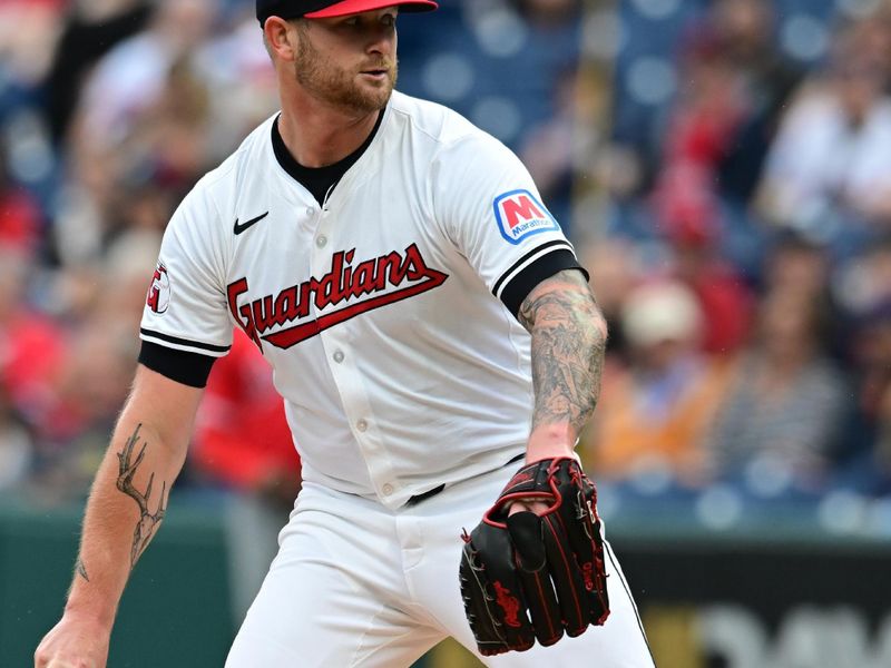 May 4, 2024; Cleveland, Ohio, USA; Cleveland Guardians starting pitcher Ben Lively (39) throws a pitch during the first inning against the Los Angeles Angels at Progressive Field. Mandatory Credit: Ken Blaze-USA TODAY Sports