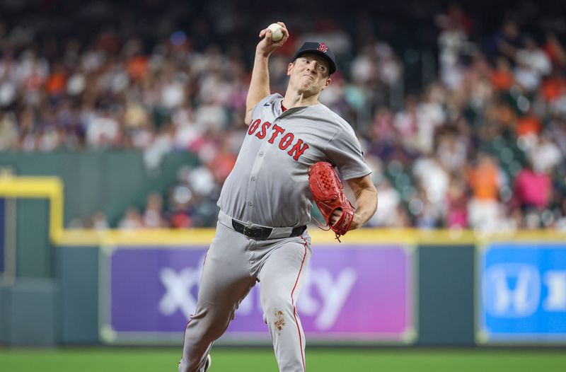 Aug 20, 2024; Houston, Texas, USA; Boston Red Sox starting pitcher Nick Pivetta (37) delivers a pitch during the fourth inning against the Houston Astros at Minute Maid Park. Mandatory Credit: Troy Taormina-USA TODAY Sports