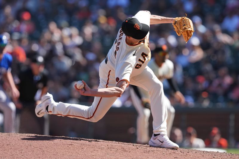 Apr 9, 2023; San Francisco, California, USA; San Francisco Giants relief pitcher Tyler Rogers (71) throws a pitch against the Kansas City Royals during the ninth inning at Oracle Park. Mandatory Credit: Darren Yamashita-USA TODAY Sports