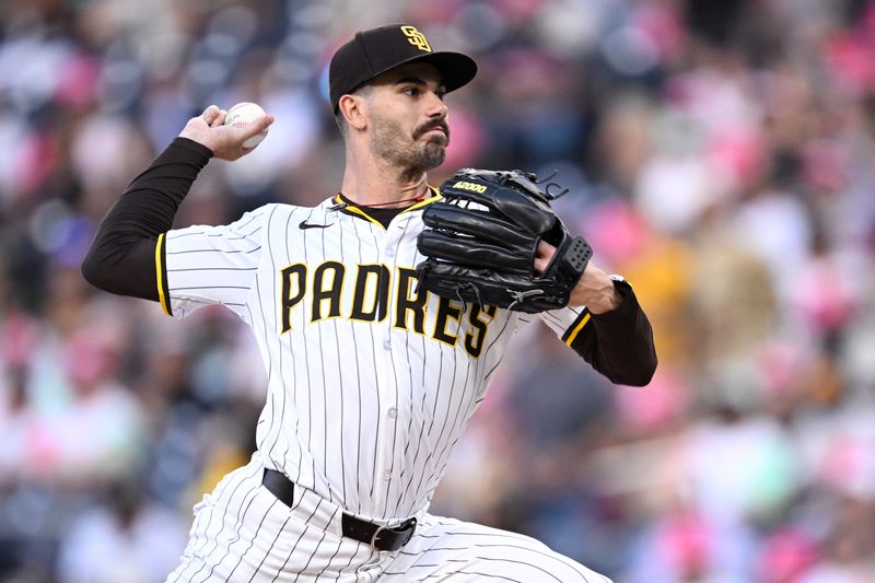 Aug 22, 2024; San Diego, California, USA; San Diego Padres starting pitcher Dylan Cease (84) pitches against the New York Mets during the first inning at Petco Park. Mandatory Credit: Orlando Ramirez-USA TODAY Sports