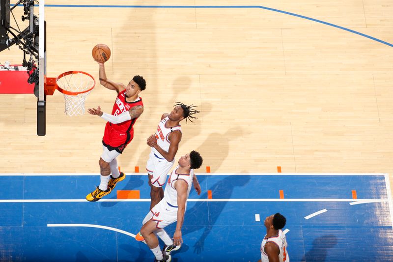 NEW YORK, NY - MARCH 27: Kenyon Martin Jr. #6 of the Houston Rockets drives to the basket during the game against the New York Knicks on March 27, 2023 at Madison Square Garden in New York City, New York.  NOTE TO USER: User expressly acknowledges and agrees that, by downloading and or using this photograph, User is consenting to the terms and conditions of the Getty Images License Agreement. Mandatory Copyright Notice: Copyright 2023 NBAE  (Photo by Nathaniel S. Butler/NBAE via Getty Images)