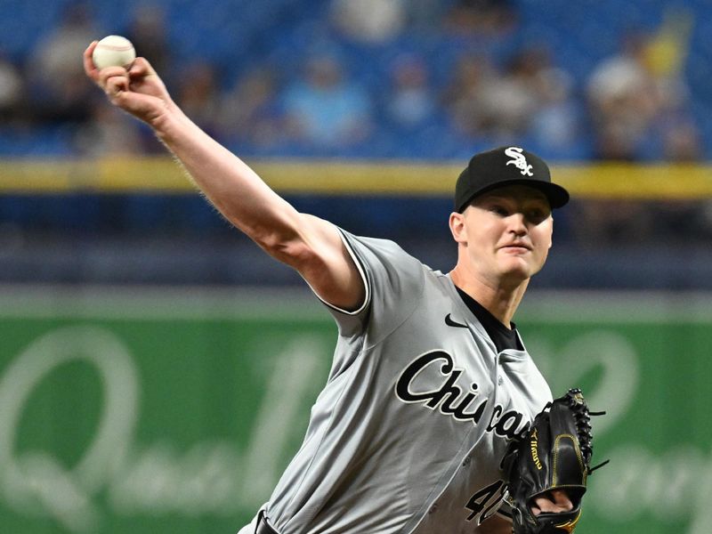 May 7, 2024; St. Petersburg, Florida, USA; Chicago White Sox starting pitcher Michael Soroka (40) throws a pitch in the first inning against the Tampa Bay Rays  at Tropicana Field. Mandatory Credit: Jonathan Dyer-USA TODAY Sports