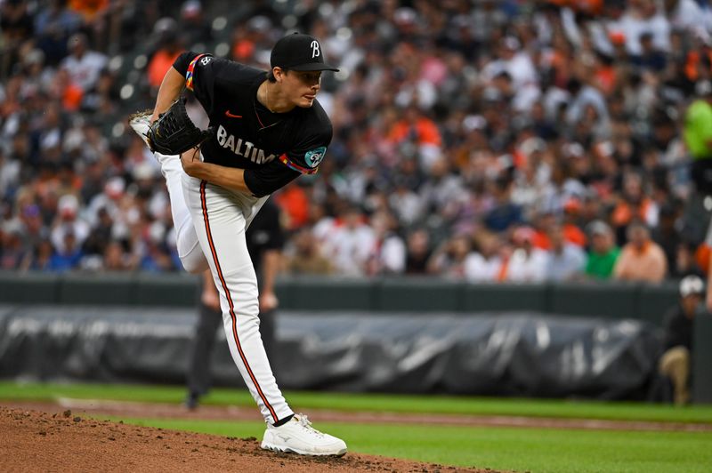 Jul 12, 2024; Baltimore, Maryland, USA;  Baltimore Orioles pitcher Cade Povich (37) throws a first inning pitch against the New York Yankees at Oriole Park at Camden Yards. Mandatory Credit: Tommy Gilligan-USA TODAY Sports