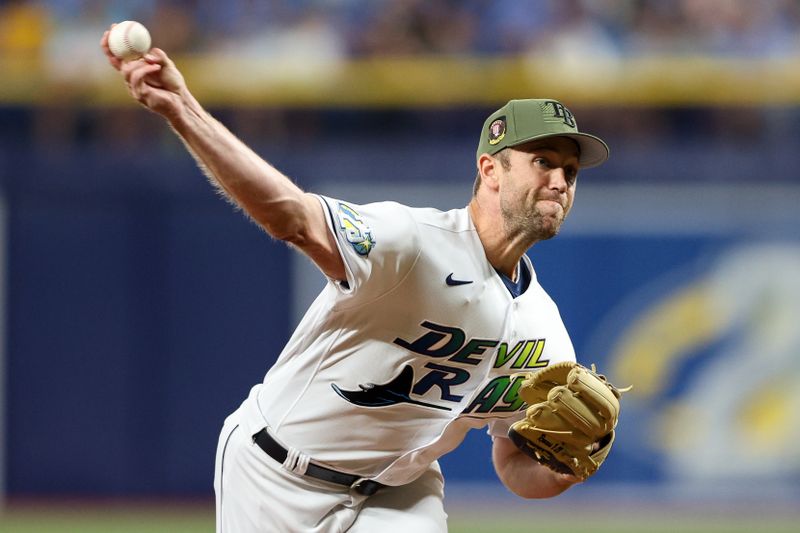 May 19, 2023; St. Petersburg, Florida, USA;  Tampa Bay Rays relief pitcher Jason Adam (47) throws a pitch against the Milwaukee Brewers in the eight inning at Tropicana Field. Mandatory Credit: Nathan Ray Seebeck-USA TODAY Sports