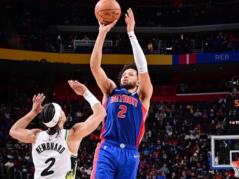 DETROIT, MI - JANUARY 16: Cade Cunningham #2 of the Detroit Pistons shoots the ball during the game against the Indiana Pacers on January 16, 2025 at Little Caesars Arena in Detroit, Michigan. NOTE TO USER: User expressly acknowledges and agrees that, by downloading and/or using this photograph, User is consenting to the terms and conditions of the Getty Images License Agreement. Mandatory Copyright Notice: Copyright 2025 NBAE (Photo by Chris Schwegler/NBAE via Getty Images)