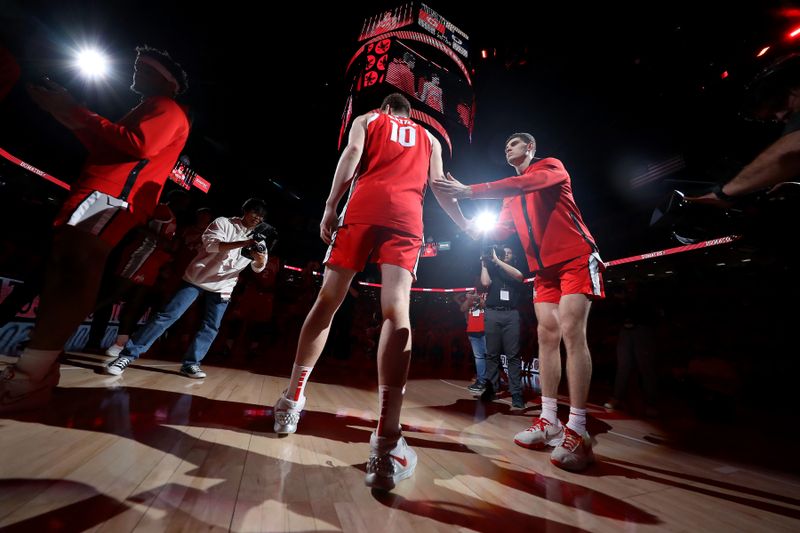 Mar 3, 2024; Columbus, Ohio, USA;  Ohio State Buckeyes forward Jamison Battle (10) takes the floor before the game against the Michigan Wolverines during the second half at Value City Arena. Mandatory Credit: Joseph Maiorana-USA TODAY Sports