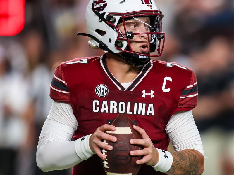 Sep 23, 2023; Columbia, South Carolina, USA; South Carolina Gamecocks quarterback Spencer Rattler (7) looks to pass against the Mississippi State Bulldogs in the second quarter at Williams-Brice Stadium. Mandatory Credit: Jeff Blake-USA TODAY Sports