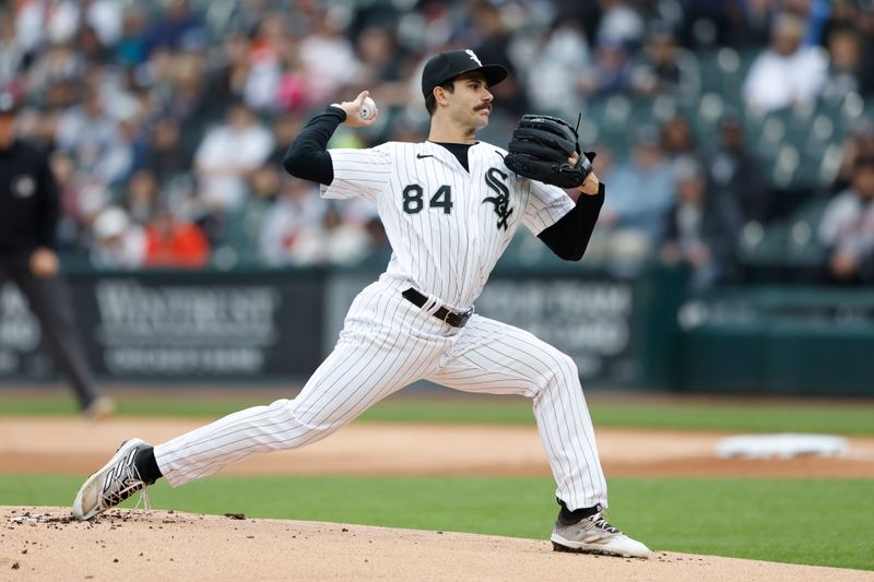 May 13, 2023; Chicago, Illinois, USA; Chicago White Sox starting pitcher Dylan Cease (84) pitches against the Houston Astros during the first inning at Guaranteed Rate Field. Mandatory Credit: Kamil Krzaczynski-USA TODAY Sports