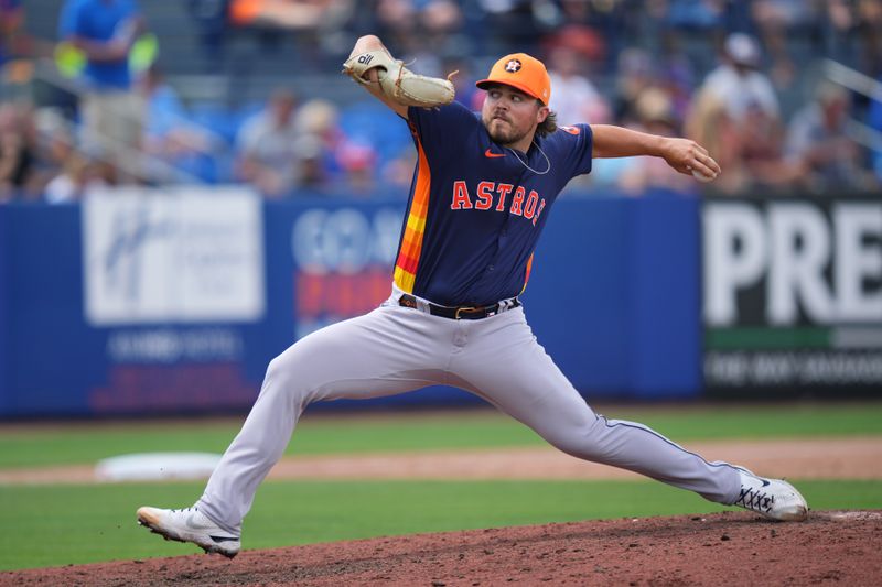Mar 23, 2024; Port St. Lucie, Florida, USA;  Houston Astros relief pitcher Parker Mushinski (67) pitches in the fourth inning against the New York Mets at Clover Park. Mandatory Credit: Jim Rassol-USA TODAY Sports