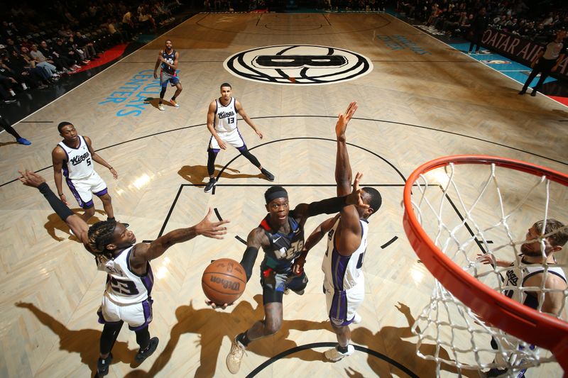 BROOKLYN, NY - APRIL 7: Dennis Schroder #17 of the Brooklyn Nets drives to the basket during the game against the Sacramento Kings on April 7, 2024 at Barclays Center in Brooklyn, New York. NOTE TO USER: User expressly acknowledges and agrees that, by downloading and or using this Photograph, user is consenting to the terms and conditions of the Getty Images License Agreement. Mandatory Copyright Notice: Copyright 2024 NBAE (Photo by Nathaniel S. Butler/NBAE via Getty Images)