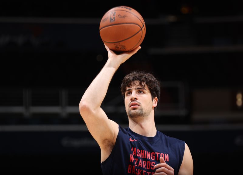 WASHINGTON, DC -? APRIL 2: Deni Avdija #8 of the Washington Wizards warms up before the game against the Milwaukee Bucks on April 2, 2024 at Capital One Arena in Washington, DC. NOTE TO USER: User expressly acknowledges and agrees that, by downloading and or using this Photograph, user is consenting to the terms and conditions of the Getty Images License Agreement. Mandatory Copyright Notice: Copyright 2024 NBAE (Photo by Stephen Gosling/NBAE via Getty Images)