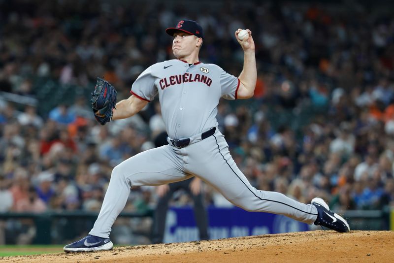 Sep 16, 2025; Detroit, Michigan, USA;  Cleveland Guardians pitcher Erik Sabrowski (62) pitches in the sixth inning against the Detroit Tigers at Comerica Park. Mandatory Credit: Rick Osentoski-Imagn Images