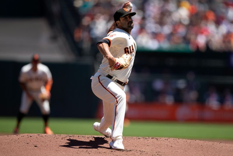 Jul 30, 2023; San Francisco, California, USA; San Francisco Giants starting pitcher Scott Alexander (54) delivers a pitch against the Boston Red Sox during the first inning at Oracle Park. Mandatory Credit: D. Ross Cameron-USA TODAY Sports