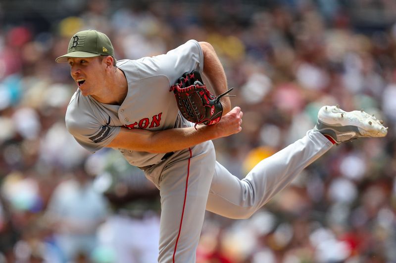 May 21, 2023; San Diego, California, USA; Boston Red Sox relief pitcher Nick Pivetta (37) throws a pitch in the fourth inning against the San Diego Padres at Petco Park. Mandatory Credit: David Frerker-USA TODAY Sports