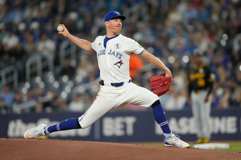 Jun 2, 2024; Toronto, Ontario, CAN; Toronto Blue Jays starting pitcher Chris Bassitt (40) pitches to the Pittsburgh Pirates during the first inning at Rogers Centre. Mandatory Credit: John E. Sokolowski-USA TODAY Sports