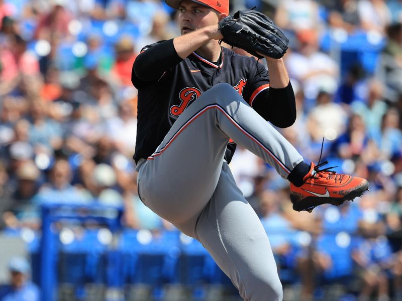 Mar 14, 2026; Dunedin, Florida, USA;  Detroit Tigers starting pitcher Tarik Skubal (29) throws a pitch during the first inning against the Toronto Blue Jays at TD Ballpark. Mandatory Credit: Kim Klement Neitzel-Imagn Images