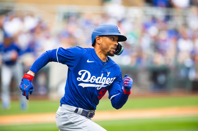 Feb 26, 2024; Salt River Pima-Maricopa, Arizona, USA; Los Angeles Dodgers infielder Mookie Betts against the Colorado Rockies during a spring training game at Salt River Fields at Talking Stick. Mandatory Credit: Mark J. Rebilas-USA TODAY Sports
