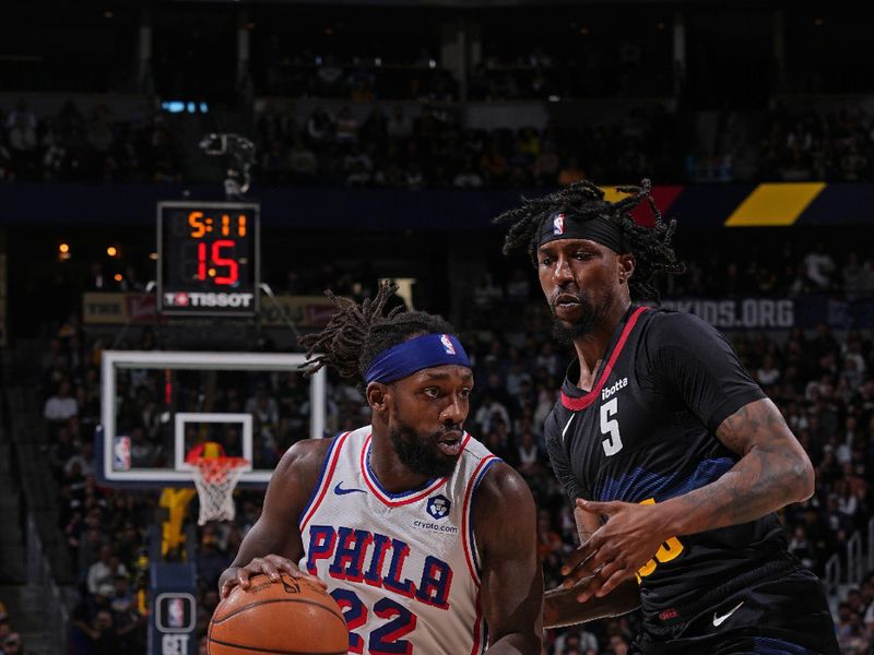 DENVER, CO - JANUARY 27: Patrick Beverley #22 of the Philadelphia 76ers drives to the basket during the game against the Denver Nuggets on January 27, 2024 at the Ball Arena in Denver, Colorado. NOTE TO USER: User expressly acknowledges and agrees that, by downloading and/or using this Photograph, user is consenting to the terms and conditions of the Getty Images License Agreement. Mandatory Copyright Notice: Copyright 2024 NBAE (Photo by Bart Young/NBAE via Getty Images)