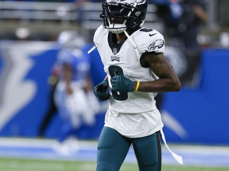 Philadelphia Eagles wide receiver DeVonta Smith runs before an NFL football game against the Detroit Lions in Detroit, Sunday, Sept. 11, 2022. (AP Photo/Duane Burleson)