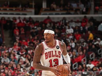 CHICAGO, IL - NOVEMBER 6: Torrey Craig #13 of Chicago Bulls looks to pass the ball during the game against the Utah Jazz on November 6, 2023 at the United Center in Chicago, Illinois. NOTE TO USER: User expressly acknowledges and agrees that, by downloading and or using this Photograph, user is consenting to the terms and conditions of the Getty Images License Agreement. Mandatory Copyright Notice: Copyright 2023 NBAE (Photo by Gary Dineen/NBAE via Getty Images).