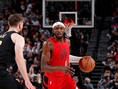 PORTLAND, OR - NOVEMBER 15: Jerami Grant #9 of the Portland Trail Blazers dribbles the ball during the game against the Cleveland Cavaliers on November 15, 2023 at the Moda Center Arena in Portland, Oregon. NOTE TO USER: User expressly acknowledges and agrees that, by downloading and or using this photograph, user is consenting to the terms and conditions of the Getty Images License Agreement. Mandatory Copyright Notice: Copyright 2023 NBAE (Photo by Cameron Browne/NBAE via Getty Images)