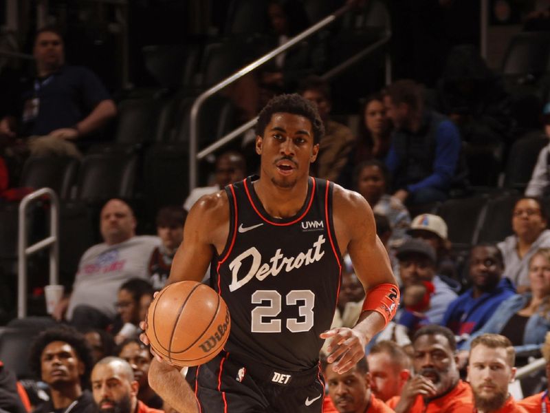 DETROIT, MI - APRIL 1: Jaden Ivey #23 of the Detroit Pistons handles the ball during the game against the Memphis Grizzlies on April 1, 2024 at Little Caesars Arena in Detroit, Michigan. NOTE TO USER: User expressly acknowledges and agrees that, by downloading and/or using this photograph, User is consenting to the terms and conditions of the Getty Images License Agreement. Mandatory Copyright Notice: Copyright 2024 NBAE (Photo by Brian Sevald/NBAE via Getty Images)