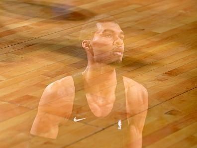 HOUSTON, TX - DECEMBER 11: (EDITORS NOTE: This image has been produced using a double exposure.) Victor Wembanyama #1 of the San Antonio Spurs warms up before the game against the Houston Rockets on December 11, 2023 at the Toyota Center in Houston, Texas. NOTE TO USER: User expressly acknowledges and agrees that, by downloading and or using this photograph, User is consenting to the terms and conditions of the Getty Images License Agreement. Mandatory Copyright Notice: Copyright 2023 NBAE (Photo by Logan Riely/NBAE via Getty Images)