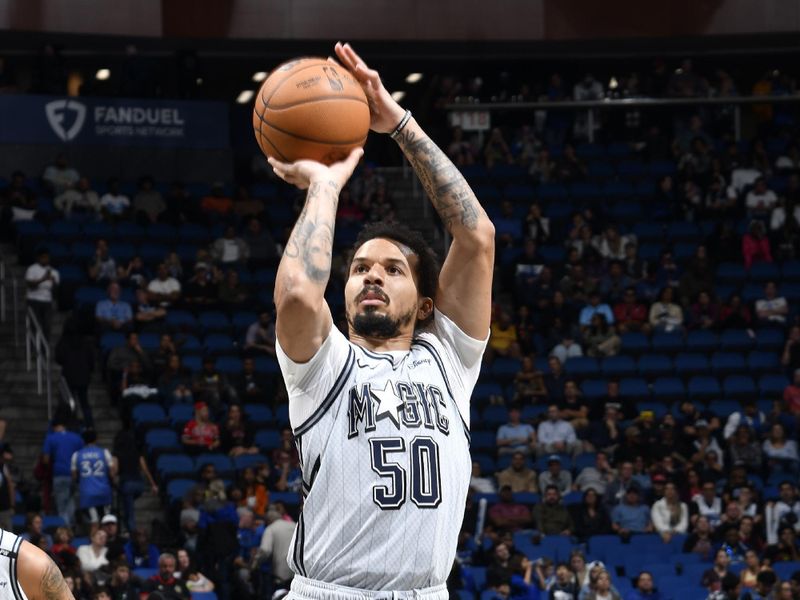 ORLANDO, FL - NOVEMBER 27: Cole Anthony #50 of the Orlando Magic shoots a free throw during the game against the Chicago Bulls on November 27, 2024 at Kia Center in Orlando, Florida. NOTE TO USER: User expressly acknowledges and agrees that, by downloading and or using this photograph, User is consenting to the terms and conditions of the Getty Images License Agreement. Mandatory Copyright Notice: Copyright 2024 NBAE (Photo by Fernando Medina/NBAE via Getty Images)