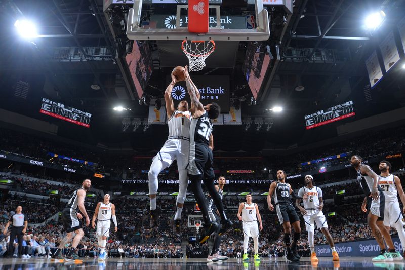 SAN ANTONIO, TX - APRIL 12: Michael Porter Jr. #1 of the Denver Nuggets goes to the basket during the game on April 12, 2024 at the AT&T Center in San Antonio, Texas. NOTE TO USER: User expressly acknowledges and agrees that, by downloading and or using this photograph, user is consenting to the terms and conditions of the Getty Images License Agreement. Mandatory Copyright Notice: Copyright 2024 NBAE (Photos by Michael Gonzales/NBAE via Getty Images)