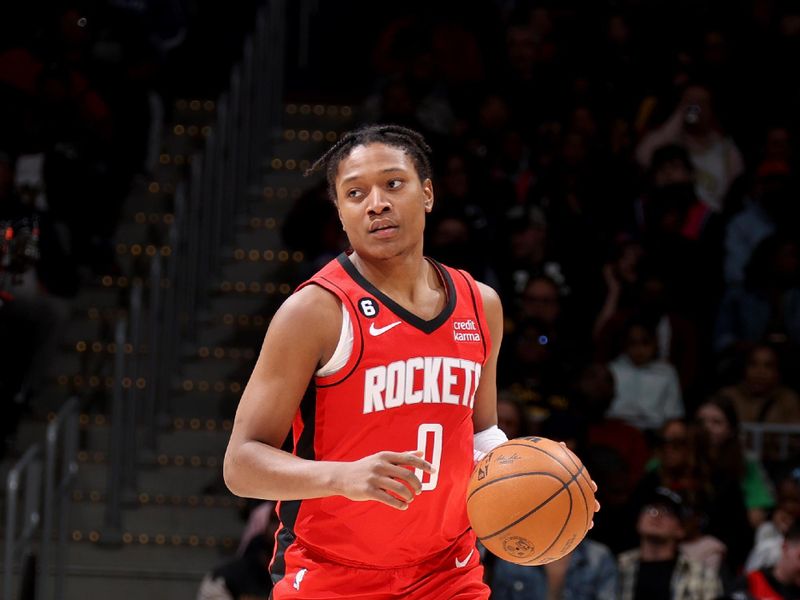 WASHINGTON, DC -? APRIL 9: TyTy Washington #0 of the Houston Rockets handles the ball during the game against the Washington Wizards on April 9, 2023 at Capital One Arena in Washington, DC. NOTE TO USER: User expressly acknowledges and agrees that, by downloading and or using this Photograph, user is consenting to the terms and conditions of the Getty Images License Agreement. Mandatory Copyright Notice: Copyright 2023 NBAE (Photo by Stephen Gosling/NBAE via Getty Images)