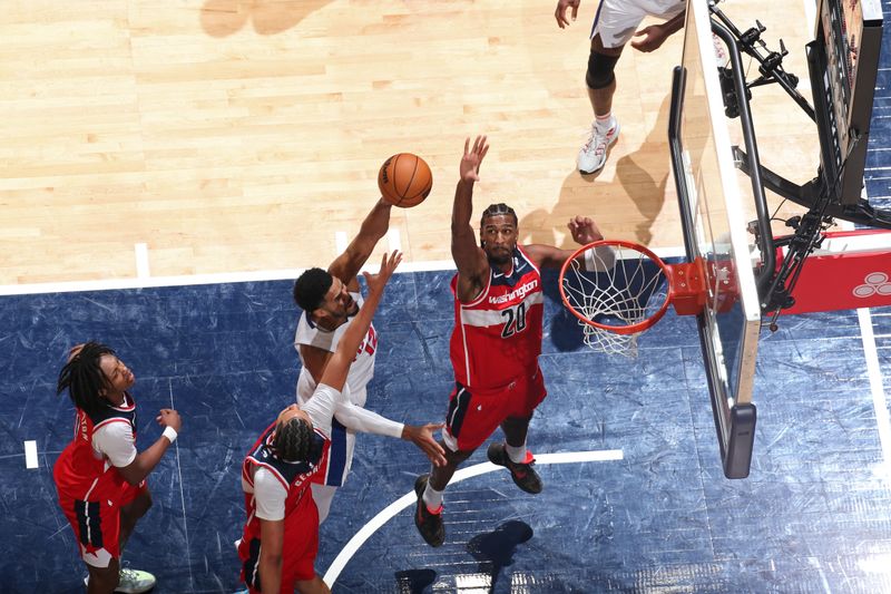 WASHINGTON, DC -? NOVEMBER 17: Tobias Harris #12 of the Detroit Pistons drives to the basket during the game against the Washington Wizards on November 17, 2024 at Capital One Arena in Washington, DC. NOTE TO USER: User expressly acknowledges and agrees that, by downloading and or using this Photograph, user is consenting to the terms and conditions of the Getty Images License Agreement. Mandatory Copyright Notice: Copyright 2024 NBAE (Photo by Stephen Gosling/NBAE via Getty Images)