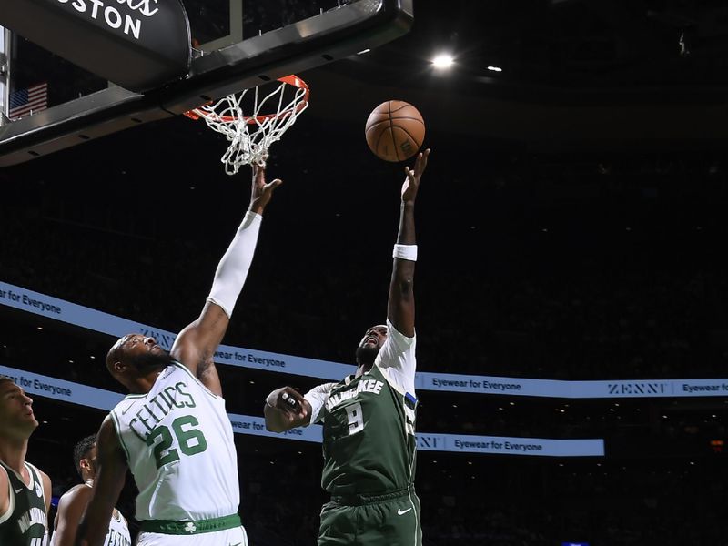 BOSTON, MA - OCTOBER 28: Bobby Portis #9 of the Milwaukee Bucks shoots the ball during the game against the Boston Celtics on October 28, 2024 at TD Garden in Boston, Massachusetts. NOTE TO USER: User expressly acknowledges and agrees that, by downloading and/or using this Photograph, user is consenting to the terms and conditions of the Getty Images License Agreement. Mandatory Copyright Notice: Copyright 2024 NBAE (Photo by Brian Babineau/NBAE via Getty Images)