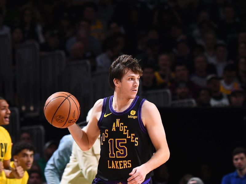 BOSTON, MA - FEBRUARY 1:  Austin Reaves #15 of the Los Angeles Lakers handles the ball during the game  against the Boston Celtics on February 1, 2024 at the TD Garden in Boston, Massachusetts. NOTE TO USER: User expressly acknowledges and agrees that, by downloading and or using this photograph, User is consenting to the terms and conditions of the Getty Images License Agreement. Mandatory Copyright Notice: Copyright 2024 NBAE  (Photo by Brian Babineau/NBAE via Getty Images)