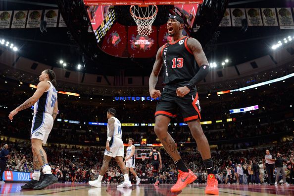 CHICAGO, ILLINOIS - NOVEMBER 17: Torrey Craig #13 of the Chicago Bulls reacts in the second half of an NBA In-Season Tournament against the Orlando Magic at the United Center on November 17, 2023 in Chicago, Illinois.  NOTE TO USER: User expressly acknowledges and agrees that, by downloading and or using this photograph, User is consenting to the terms and conditions of the Getty Images License Agreement.  (Photo by Quinn Harris/Getty Images)