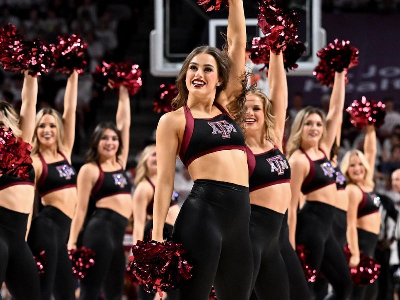 Feb 7, 2023; College Station, Texas, USA;  Texas A&M Aggies dance team preforms during a timeout in the second half against the Auburn Tigers at Reed Arena. Mandatory Credit: Maria Lysaker-USA TODAY Sports