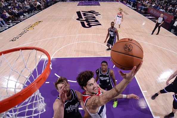 SACRAMENTO, CA - DECEMBER 18: Deni Avdija #8 of the Washington Wizards drives to the basket during the game against the Sacramento Kings on December 18, 2023 at Golden 1 Center in Sacramento, California. NOTE TO USER: User expressly acknowledges and agrees that, by downloading and or using this Photograph, user is consenting to the terms and conditions of the Getty Images License Agreement. Mandatory Copyright Notice: Copyright 2023 NBAE (Photo by Rocky Widner/NBAE via Getty Images)