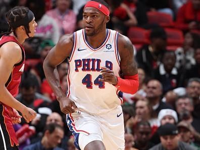 MIAMI, FL - DECEMBER 25:  Paul Reed #44 of the Philadelphia 76ers looks on during the game against the Miami Heat on December 25, 2023 at Kaseya Center in Miami, Florida. NOTE TO USER: User expressly acknowledges and agrees that, by downloading and or using this Photograph, user is consenting to the terms and conditions of the Getty Images License Agreement. Mandatory Copyright Notice: Copyright 2023 NBAE (Photo by David Sherman/NBAE via Getty Images)