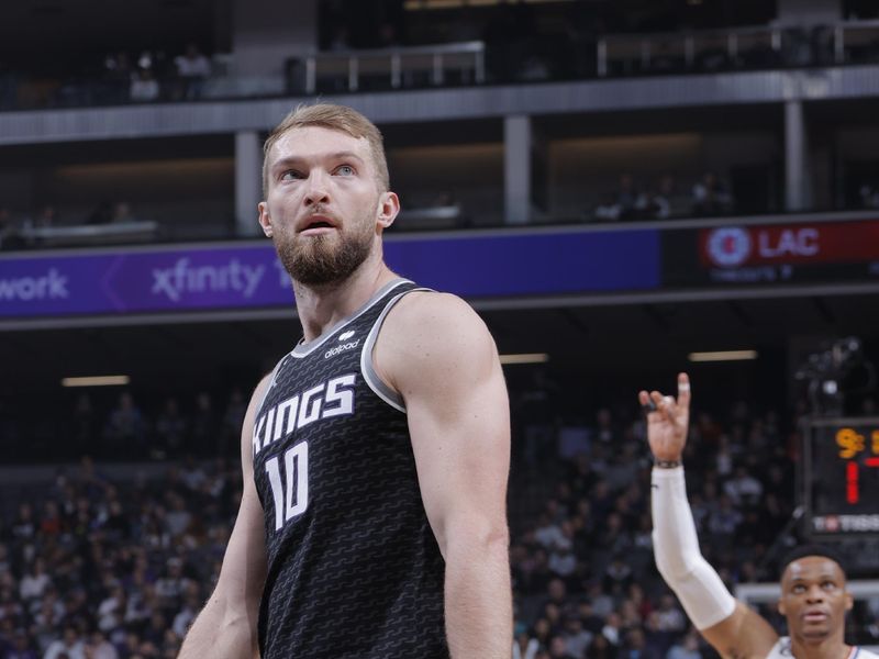 SACRAMENTO, CA - MARCH 3: Domantas Sabonis #10 of the Sacramento Kings and Russell Westbrook #0 of the LA Clippers look on during the game on March 3, 2023 at Golden 1 Center in Sacramento, California. NOTE TO USER: User expressly acknowledges and agrees that, by downloading and or using this Photograph, user is consenting to the terms and conditions of the Getty Images License Agreement. Mandatory Copyright Notice: Copyright 2023 NBAE (Photo by Rocky Widner/NBAE via Getty Images)