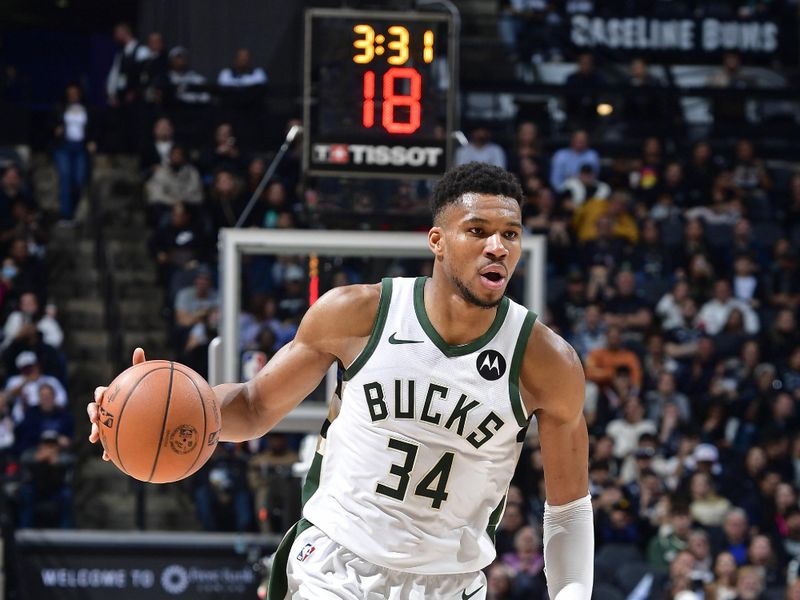 SAN ANTONIO, TX - JANUARY 4: Giannis Antetokounmpo #34 of the Milwaukee Bucks looks on during the game against the San Antonio Spurs on January 4, 2024 at the Frost Bank Center in San Antonio, Texas. NOTE TO USER: User expressly acknowledges and agrees that, by downloading and or using this photograph, User is consenting to the terms and conditions of the Getty Images License Agreement. Mandatory Copyright Notice: Copyright 2024 NBAE (Photo by Logan Riely/NBAE via Getty Images)