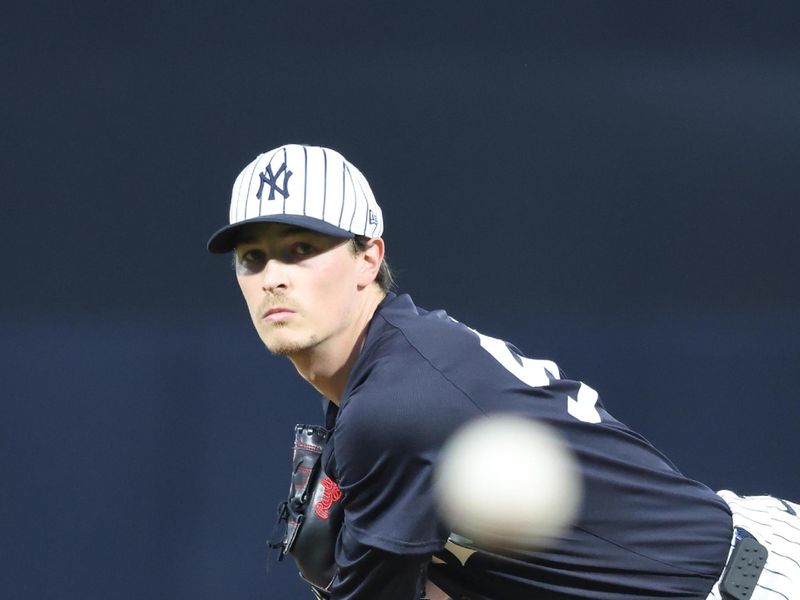 Mar 3, 2025; Tampa, Florida, USA;  New York Yankees starting pitcher Max Fried (54) throws a pitch before the game against the Pittsburgh Pirates at George M. Steinbrenner Field. Mandatory Credit: Kim Klement Neitzel-Imagn Images