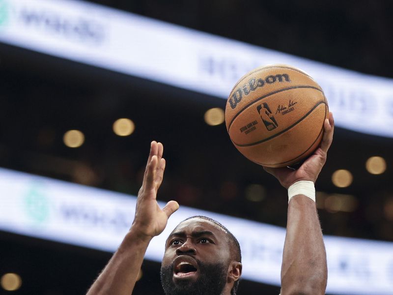 BOSTON, MA - DECEMBER 12: Jaylen Brown #7 of the Boston Celtics shoots the ball during a game against the Detroit Pistons at TD Garden on December 12, 2024 in Boston, Massachusetts. NOTE TO USER: User expressly acknowledges and agrees that, by downloading and or using this photograph, User is consenting to the terms and conditions of the Getty Images License Agreement. (Photo by Adam Glanzman/Getty Images)