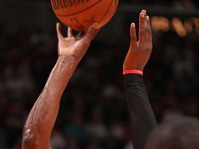 MIAMI, FL - OCTOBER 25: Bam Adebayo #13 of the Miami Heat free throw during the game against the Detroit Pistons on October 25, 2023 at Kaseya Center in Miami, Florida. NOTE TO USER: User expressly acknowledges and agrees that, by downloading and or using this Photograph, user is consenting to the terms and conditions of the Getty Images License Agreement. Mandatory Copyright Notice: Copyright 2023 NBAE (Photo by Issac Baldizon/NBAE via Getty Images)