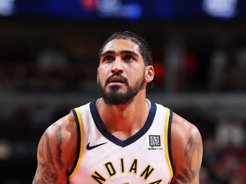 CHICAGO, IL - DECEMBER 6: Obi Toppin #1 of the Indiana Pacers shoots a free throw during the game against the Chicago Bulls on December 6, 2024 at United Center in Chicago, Illinois. NOTE TO USER: User expressly acknowledges and agrees that, by downloading and or using this photograph, User is consenting to the terms and conditions of the Getty Images License Agreement. Mandatory Copyright Notice: Copyright 2024 NBAE (Photo by Jeff Haynes/NBAE via Getty Images)