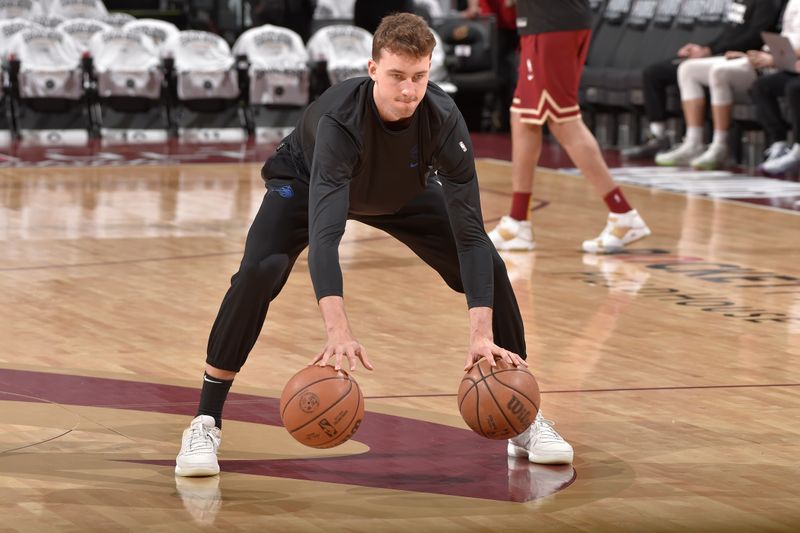 CLEVELAND, OH - APRIL 22: Franz Wagner #22 of the Orlando Magic warms up before the game against the Cleveland Cavaliers during Round 1 Game 2 of the 2024 NBA Playoffs on April 22, 2024 at Rocket Mortgage FieldHouse in Cleveland, Ohio. NOTE TO USER: User expressly acknowledges and agrees that, by downloading and/or using this Photograph, user is consenting to the terms and conditions of the Getty Images License Agreement. Mandatory Copyright Notice: Copyright 2024 NBAE (Photo by David Liam Kyle/NBAE via Getty Images)