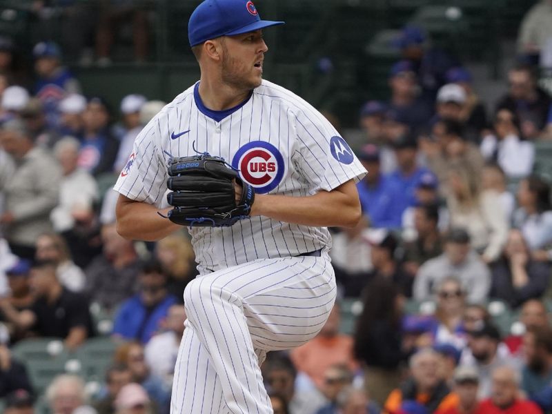 Sep 27, 2024; Chicago, Illinois, USA; Chicago Cubs pitcher Jameson Taillon (50) throws the ball against the Cincinnati Reds during the first inning at Wrigley Field. Mandatory Credit: David Banks-Imagn Images