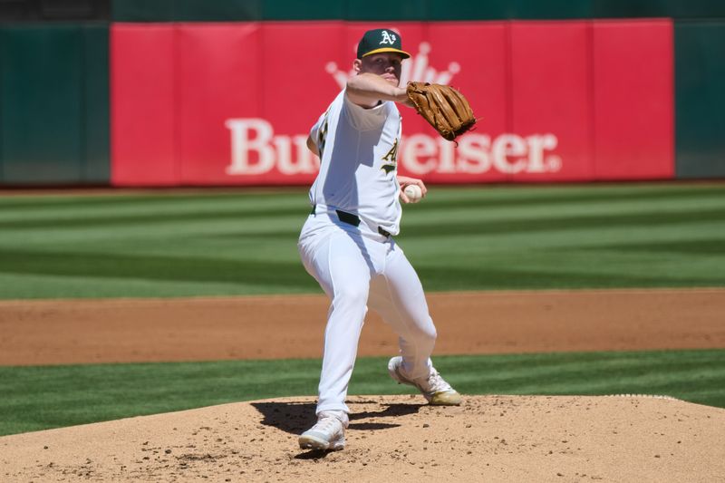 Sep 7, 2024; Oakland, California, USA; Oakland Athletics pitcher starting Brady Basso (66) throws a pitch against the Detroit Tigers during the second inning at Oakland-Alameda County Coliseum. Mandatory Credit: Robert Edwards-Imagn Images