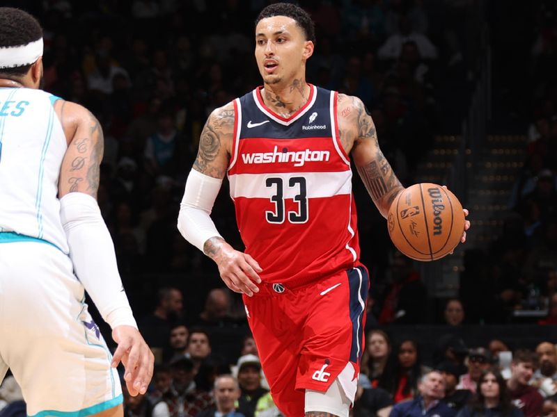 WASHINGTON, DC -? MARCH 8:  Kyle Kuzma #33 of the Washington Wizards handles the ball during the game   on March 8, 2024 at Capital One Arena in Washington, DC. NOTE TO USER: User expressly acknowledges and agrees that, by downloading and or using this Photograph, user is consenting to the terms and conditions of the Getty Images License Agreement. Mandatory Copyright Notice: Copyright 2024 NBAE (Photo by Stephen Gosling/NBAE via Getty Images)